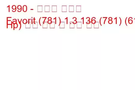 1990 - 스코다 파보릿
Favorit (781) 1.3 136 (781) (61 Hp) 연료 소비 및 기술 사양