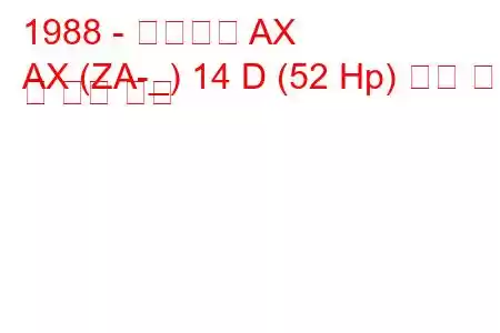 1988 - 시트로엥 AX
AX (ZA-_) 14 D (52 Hp) 연료 소비 및 기술 사양