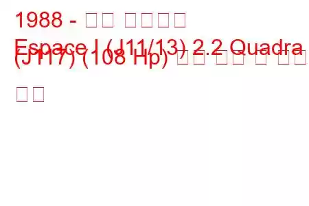 1988 - 르노 에스파스
Espace I (J11/13) 2.2 Quadra (J117) (108 Hp) 연료 소비 및 기술 사양