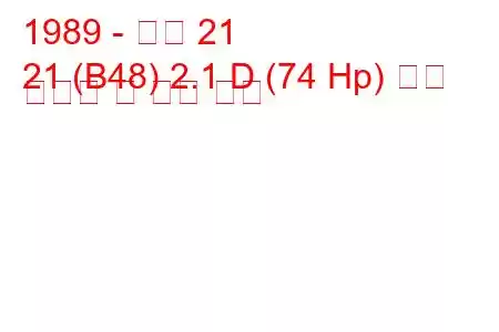 1989 - 르노 21
21 (B48) 2.1 D (74 Hp) 연료 소비량 및 기술 사양