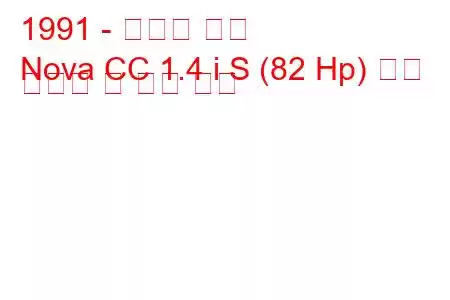 1991 - 복스홀 노바
Nova CC 1.4 i S (82 Hp) 연료 소비량 및 기술 사양