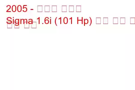 2005 - 하페이 시그마
Sigma 1.6i (101 Hp) 연료 소비 및 기술 사양