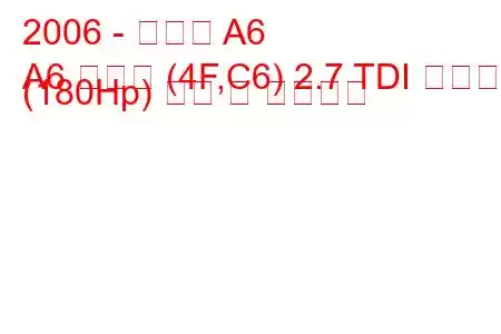 2006 - 아우디 A6
A6 아방트 (4F,C6) 2.7 TDI 콰트로 (180Hp) 연비 및 기술사양