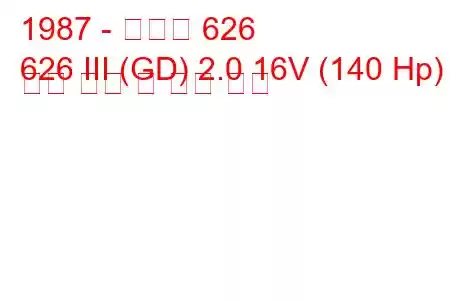 1987 - 마즈다 626
626 III (GD) 2.0 16V (140 Hp) 연료 소비 및 기술 사양