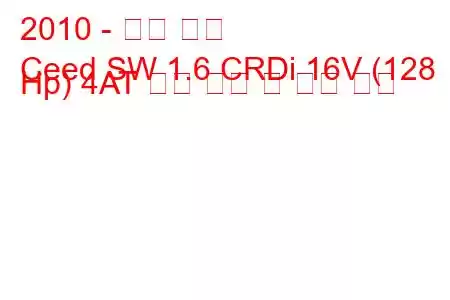 2010 - 기아 씨드
Ceed SW 1.6 CRDi 16V (128 Hp) 4AT 연료 소비 및 기술 사양