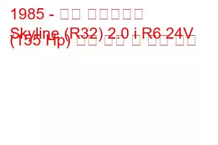 1985 - 닛산 스카이라인
Skyline (R32) 2.0 i R6 24V (155 Hp) 연료 소비 및 기술 사양