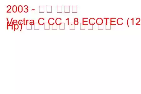 2003 - 오펠 벡트라
Vectra C CC 1.8 ECOTEC (122 Hp) 연료 소비량 및 기술 사양