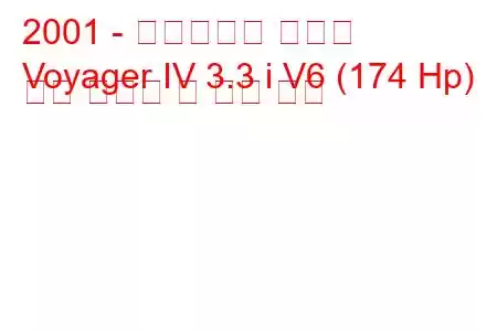 2001 - 크라이슬러 보이저
Voyager IV 3.3 i V6 (174 Hp) 연료 소비량 및 기술 사양