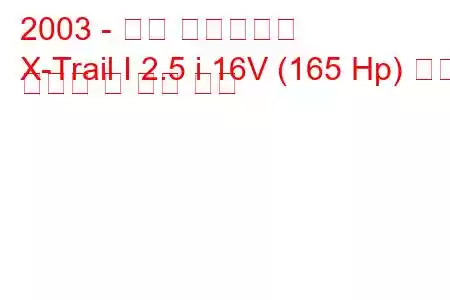 2003 - 닛산 엑스트레일
X-Trail I 2.5 i 16V (165 Hp) 연료 소비량 및 기술 사양