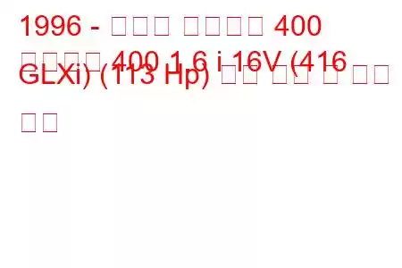 1996 - 프로톤 페르소나 400
페르소나 400 1.6 i 16V (416 GLXi) (113 Hp) 연료 소비 및 기술 사양