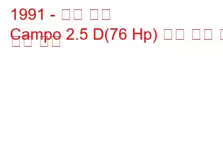 1991 - 오펠 캄포
Campo 2.5 D(76 Hp) 연료 소비 및 기술 사양