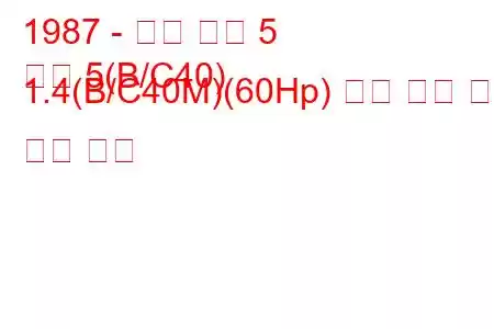 1987 - 르노 슈퍼 5
슈퍼 5(B/C40) 1.4(B/C40M)(60Hp) 연료 소비 및 기술 사양