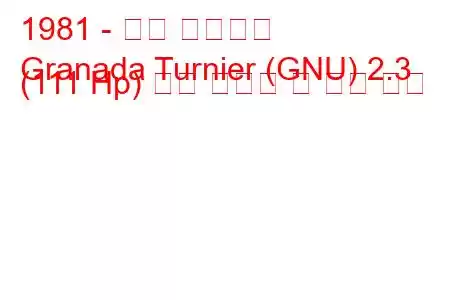 1981 - 포드 그라나다
Granada Turnier (GNU) 2.3 (111 Hp) 연료 소비량 및 기술 사양