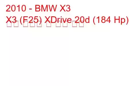 2010 - BMW X3
X3 (F25) XDrive 20d (184 Hp) 연료 소비량 및 기술 사양