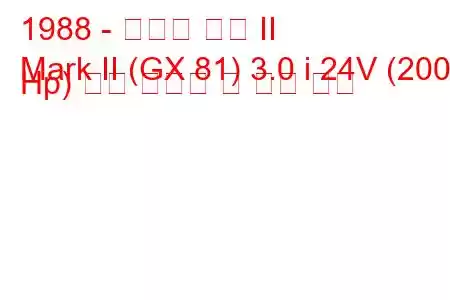 1988 - 토요타 마크 II
Mark II (GX 81) 3.0 i 24V (200 Hp) 연료 소비량 및 기술 사양