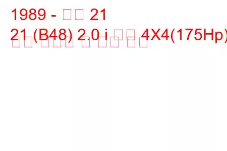 1989 - 르노 21
21 (B48) 2.0 i 터보 4X4(175Hp) 연료 소비량 및 기술 사양