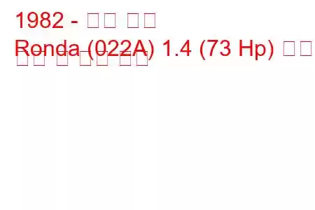 1982 - 좌석 론다
Ronda (022A) 1.4 (73 Hp) 연료 소비 및 기술 사양