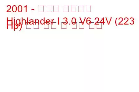 2001 - 토요타 하이랜더
Highlander I 3.0 V6 24V (223 Hp) 연료 소비 및 기술 사양