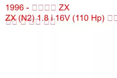 1996 - 시트로엥 ZX
ZX (N2) 1.8 i 16V (110 Hp) 연료 소비 및 기술 사양