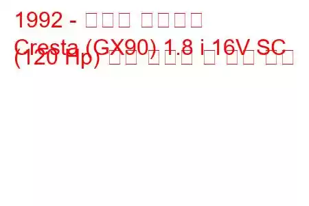 1992 - 토요타 크레스타
Cresta (GX90) 1.8 i 16V SC (120 Hp) 연료 소비량 및 기술 사양