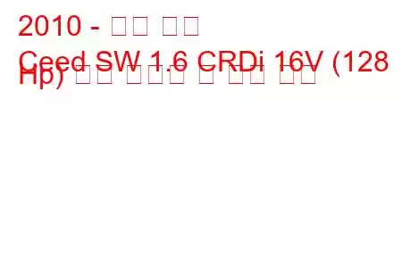 2010 - 기아 씨드
Ceed SW 1.6 CRDi 16V (128 Hp) 연료 소비량 및 기술 사양