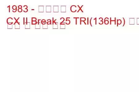 1983 - 시트로엥 CX
CX II Break 25 TRI(136Hp) 연료 소비 및 기술 사양