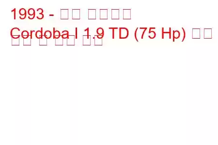 1993 - 좌석 코르도바
Cordoba I 1.9 TD (75 Hp) 연료 소비 및 기술 사양