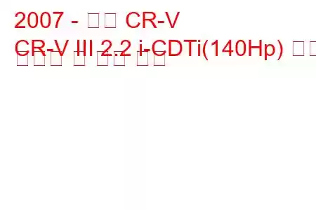 2007 - 혼다 CR-V
CR-V III 2.2 i-CDTi(140Hp) 연료 소비량 및 기술 사양