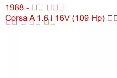 1988 - 오펠 코르사
Corsa A 1.6 i 16V (109 Hp) 연료 소비 및 기술 사양