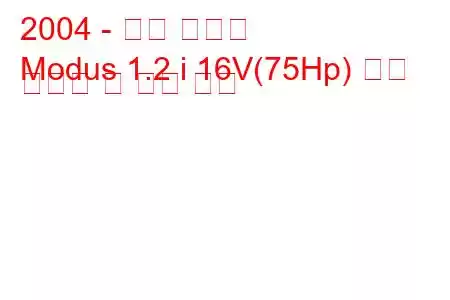 2004 - 르노 모두스
Modus 1.2 i 16V(75Hp) 연료 소비량 및 기술 사양