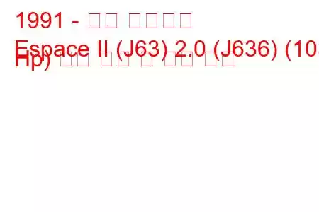 1991 - 르노 에스파스
Espace II (J63) 2.0 (J636) (103 Hp) 연료 소비 및 기술 사양