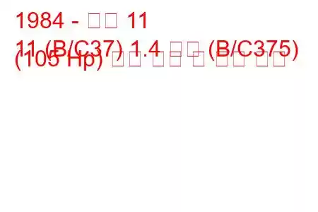 1984 - 르노 11
11 (B/C37) 1.4 터보 (B/C375) (105 Hp) 연료 소비 및 기술 사양