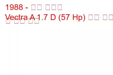 1988 - 오펠 벡트라
Vectra A 1.7 D (57 Hp) 연료 소비 및 기술 사양