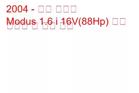 2004 - 르노 모두스
Modus 1.6 i 16V(88Hp) 연료 소비량 및 기술 사양