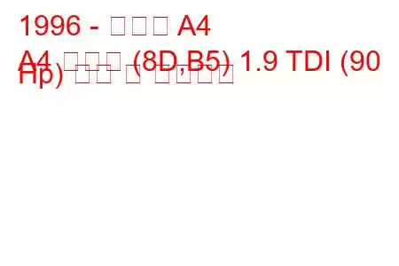 1996 - 아우디 A4
A4 아방트 (8D,B5) 1.9 TDI (90 Hp) 연비 및 기술사양