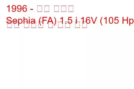 1996 - 기아 세피아
Sephia (FA) 1.5 i 16V (105 Hp) 연료 소비량 및 기술 사양