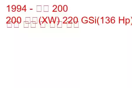 1994 - 로버 200
200 쿠페(XW) 220 GSi(136 Hp) 연료 소비 및 기술 사양