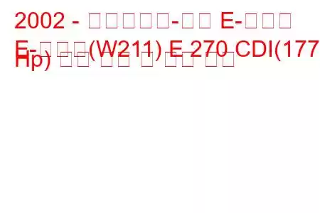 2002 - 메르세데스-벤츠 E-클래스
E-클래스(W211) E 270 CDI(177 Hp) 연료 소비 및 기술 사양