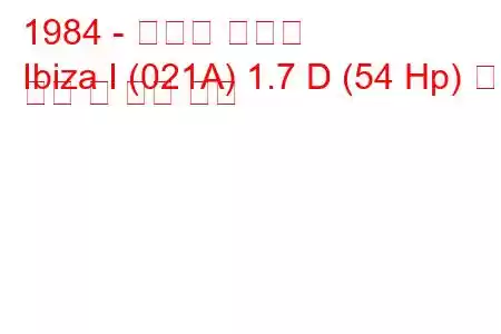 1984 - 세아트 이비자
Ibiza I (021A) 1.7 D (54 Hp) 연료 소비 및 기술 사양