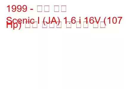 1999 - 르노 세닉
Scenic I (JA) 1.6 i 16V (107 Hp) 연료 소비량 및 기술 사양