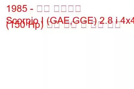 1985 - 포드 전갈자리
Scorpio I (GAE,GGE) 2.8 i 4x4 (150 Hp) 연료 소비 및 기술 사양