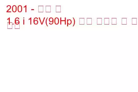 2001 - 미니 원
1.6 i 16V(90Hp) 연료 소비량 및 기술 사양