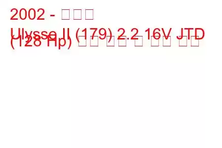 2002 - 피아트
Ulysse II (179) 2.2 16V JTD (128 Hp) 연료 소비 및 기술 사양