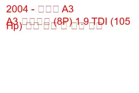 2004 - 아우디 A3
A3 스포츠백 (8P) 1.9 TDI (105 Hp) 연료 소비 및 기술 사양