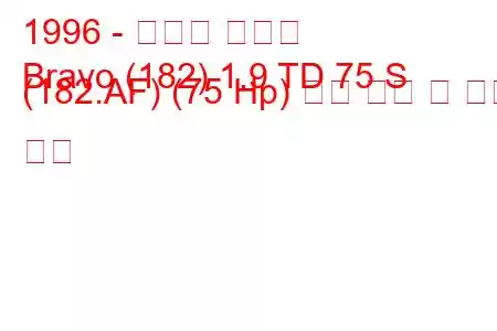 1996 - 피아트 브라보
Bravo (182) 1.9 TD 75 S (182.AF) (75 Hp) 연료 소비 및 기술 사양