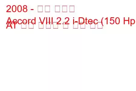 2008 - 혼다 어코드
Accord VIII 2.2 i-Dtec (150 Hp) AT 연료 소비량 및 기술 사양
