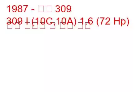 1987 - 푸조 309
309 I (10C,10A) 1.6 (72 Hp) 연료 소비량 및 기술 사양