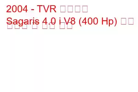 2004 - TVR 사가리스
Sagaris 4.0 i V8 (400 Hp) 연료 소비량 및 기술 사양