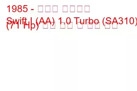 1985 - 스즈키 스위프트
Swift I (AA) 1.0 Turbo (SA310) (71 Hp) 연료 소비 및 기술 사양