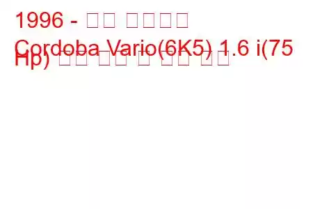 1996 - 좌석 코르도바
Cordoba Vario(6K5) 1.6 i(75 Hp) 연료 소비 및 기술 사양